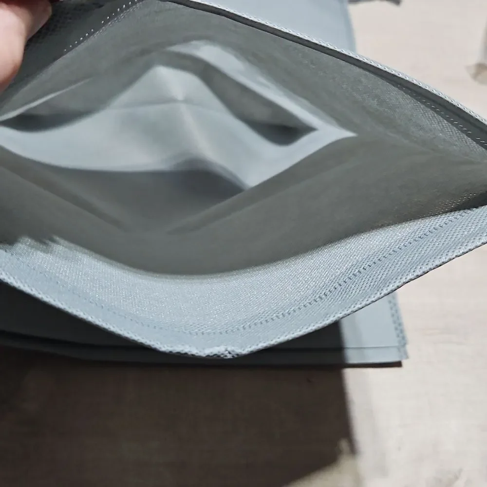 Gray Drawstring Bags with Clear Window For Shoe Storage. 2 Sizes - 8 Total Bags